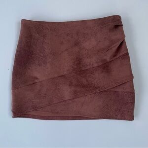Free People Brown Faux Leather Suede Wrap Mini Skirt Size 0, New with Tags! NWT